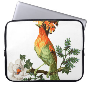 Bird of Paradise and exotic flowers on a white bac Laptop Sleeve