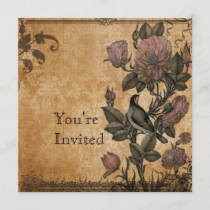 Bird of Paradise Antique Vintage Elegant Party Invitation