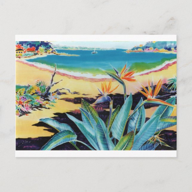 Bird of Paradise Beach Tropical Scene Postcard (Front)
