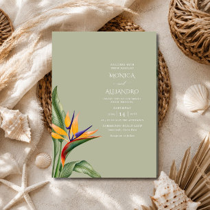 Bird of Paradise Beach Wedding  Invitation