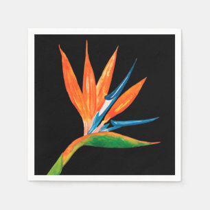 Bird of Paradise Black Napkin