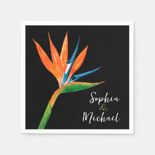 Bird of Paradise Black Napkin