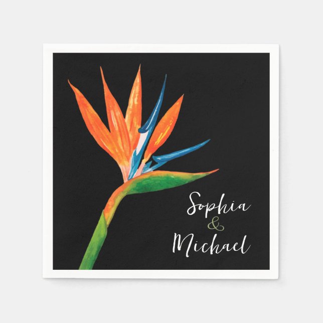 Bird of Paradise Black Napkin (Front)