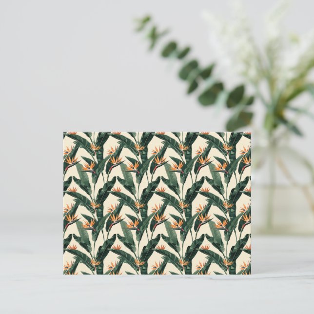 Bird of Paradise Botanical Pattern Junk Journal Postcard (Standing Front)