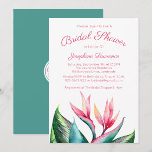 Bird of Paradise Bridal Shower Invitations
