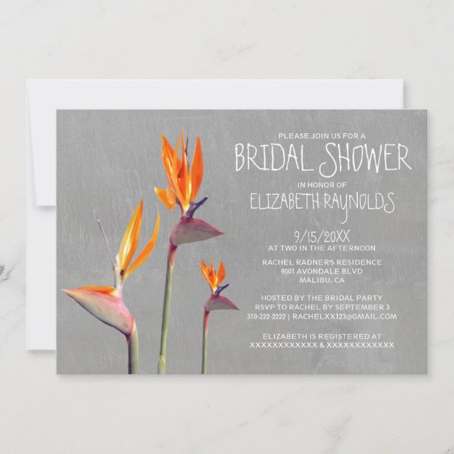 Bird of Paradise Bridal Shower Invitations (Front)