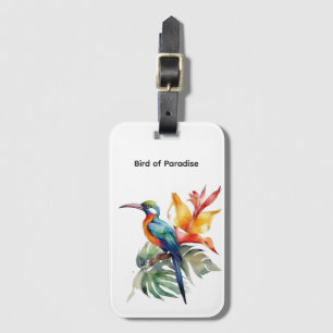 Bird of Paradise, colourful phantasy bird 'n flowe Luggage Tag
