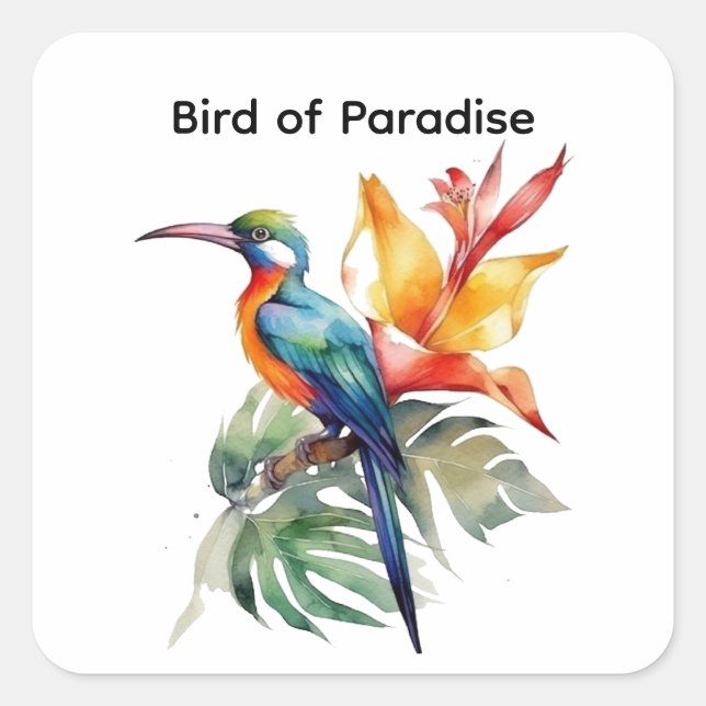 Bird of Paradise, customisable Square Sticker (Front)