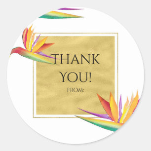 Bird of Paradise Elegant Gold White Wedding Favour Classic Round Sticker