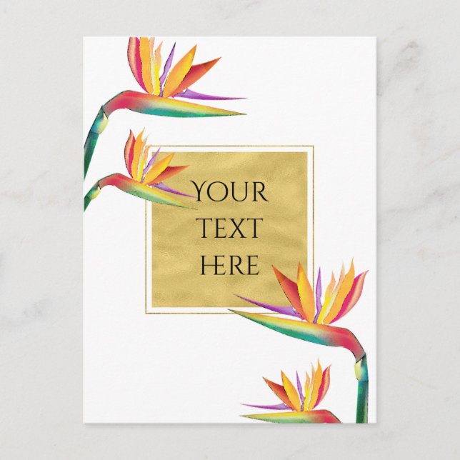 Bird of Paradise Elegant Gold White Wedding Postcard (Front)