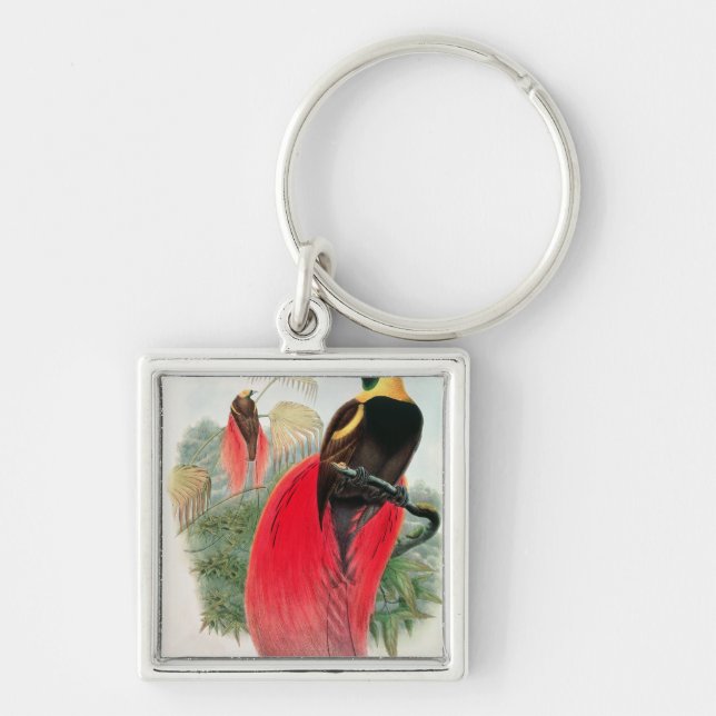 Bird of Paradise, engraved by T. Walter Key Ring (Front)