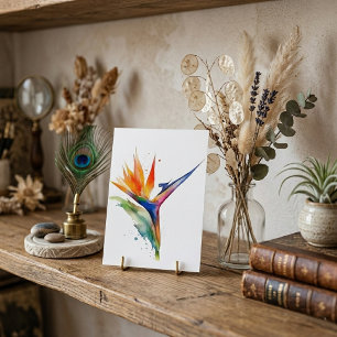 Bird of paradise exotic flower bright watercolor postcard