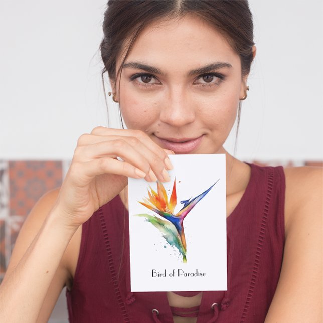 Bird of paradise exotic flower bright watercolor postcard (Creator Uploaded)