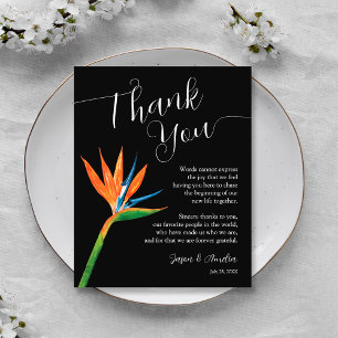 Bird of Paradise Floral Wedding Reception Plate Thank You Card