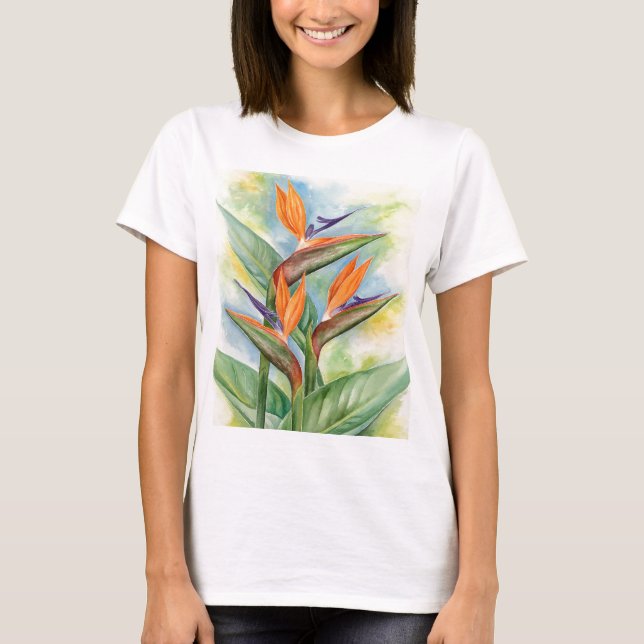 Bird Of Paradise Flower Art - Multi T-Shirt (Front)