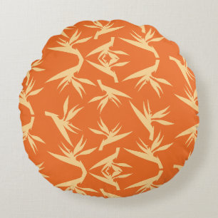 Bird of Paradise Flower Fabric Print Round Cushion