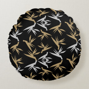 Bird of Paradise Flower Fabric Print Round Cushion