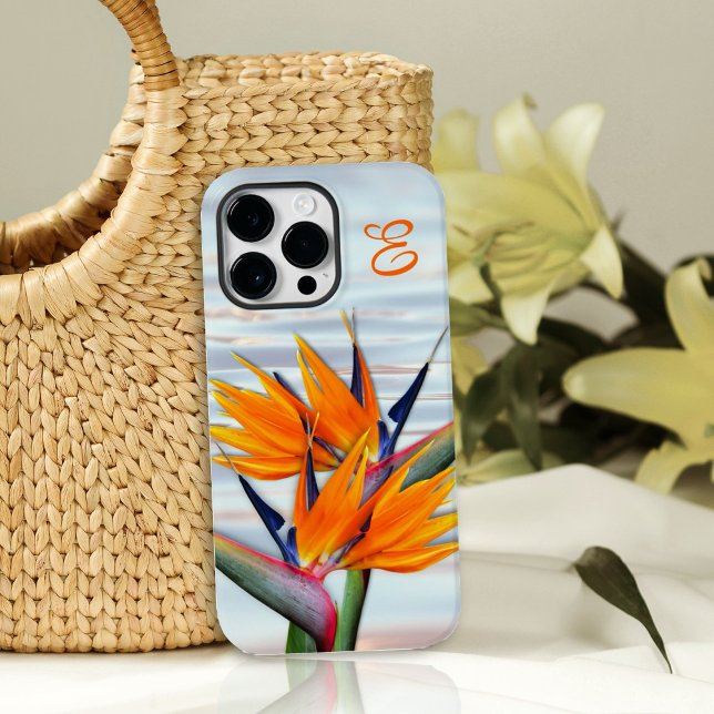 Bird-of-paradise Flower Monogram Initial Case-Mate iPhone Case (Creator Uploaded)