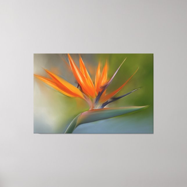 Bird of Paradise Flower Original Painting Canvas Print (Front)