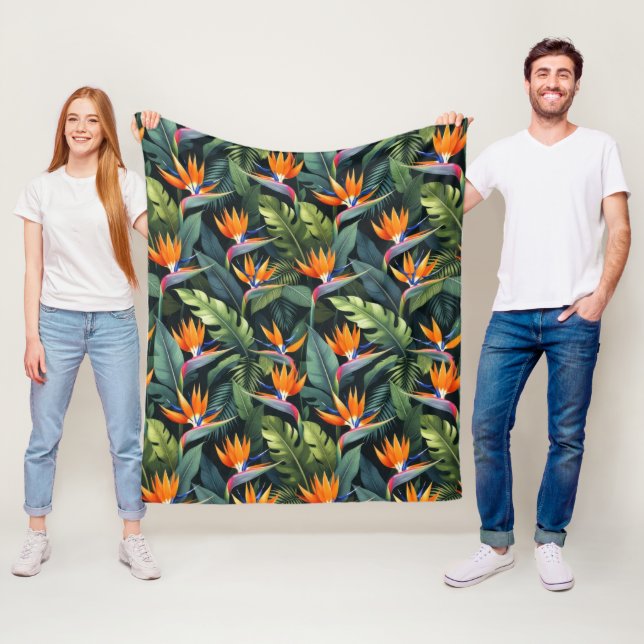 Bird of Paradise Flower Pattern Fleece Blanket (In Situ)