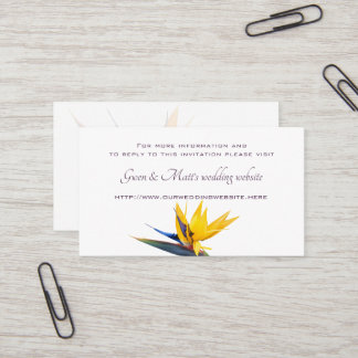 Bird-of-paradise Flower Wedding Website Enclosure  Business Card