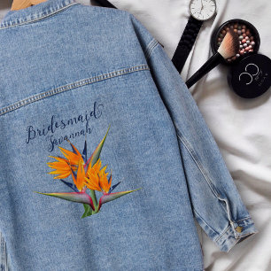 Bird of Paradise Flowers Bridesmaid Name Denim Jacket