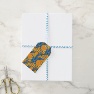 Bird of paradise flowers on orange gift tags
