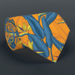Bird of paradise flowers on orange tie<br><div class="desc">Hand drawn seamless pattern with bird of paradise flowers</div>