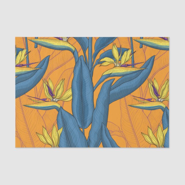 Bird of paradise flowers on orange tissue paper (Front)