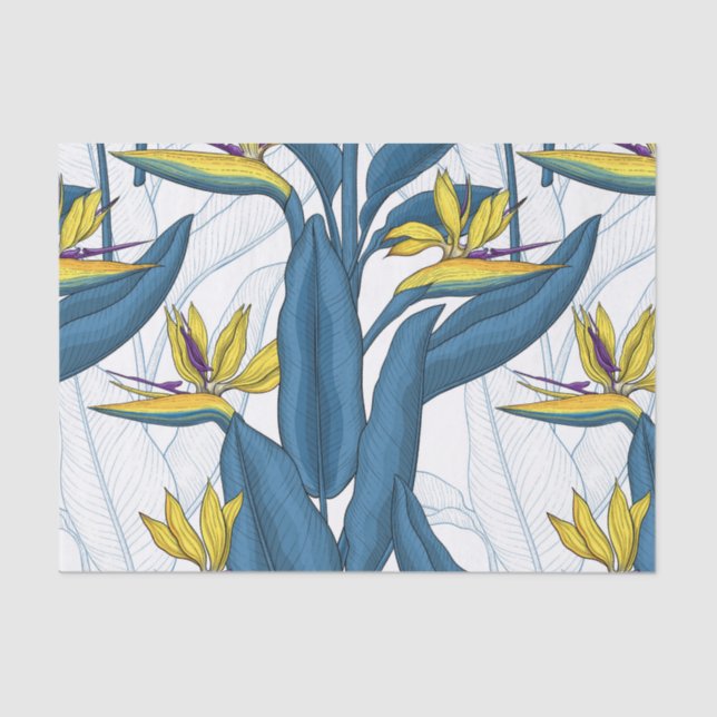 Bird of paradise flowers on white tissue paper (Front)