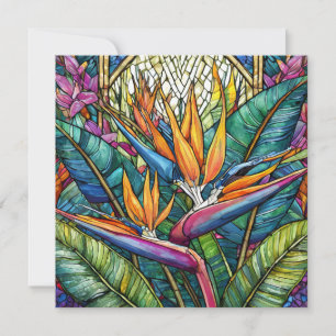 Bird of paradise flowers stained glass