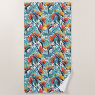 Bird of Paradise Garden Beach Towel
