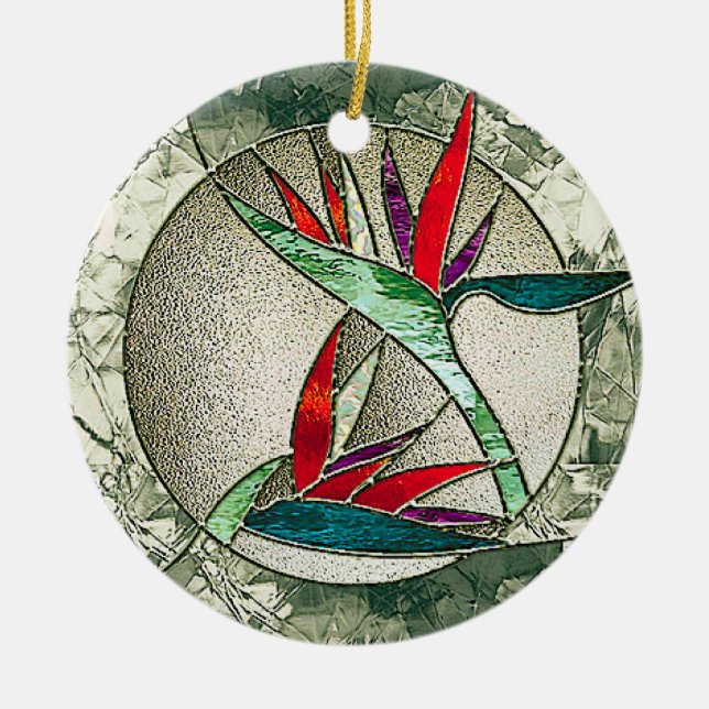 Bird of Paradise Glass Art Ornament (Front)