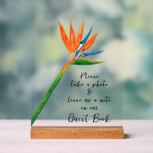Bird of Paradise Guest Book Acrylic Sign
