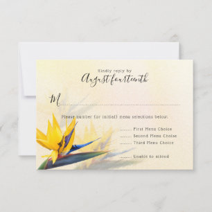 Bird of Paradise Hawaiian Wedding Menu Reply Cards