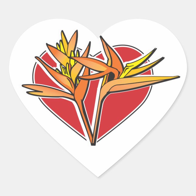 Bird of Paradise Heart Sticker (Front)
