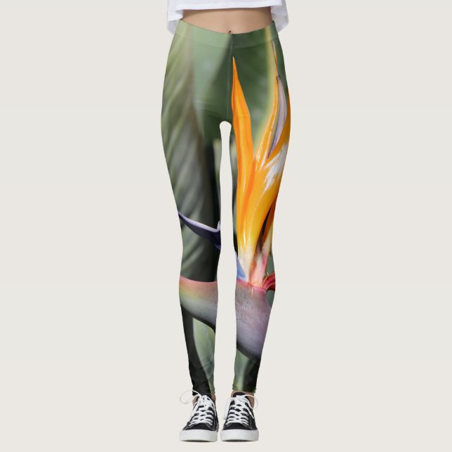Bird of Paradise Leggings - Unique Flower Fashion (Front)