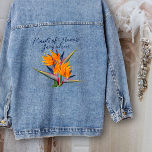 Bird of Paradise Maid of Honour Hawaiian Flowers Denim Jacket