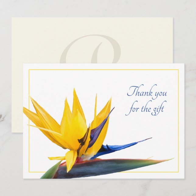 Bird-of-paradise Monogram Thank You Cards (Front/Back)
