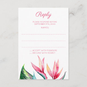 Bird of Paradise Monogram Wedding Reply Cards