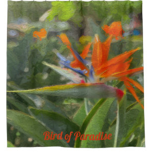 Bird of Paradise Oil Painting Shower Curtain