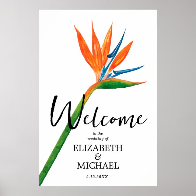 Bird of Paradise on Wedding Welcome Poster (Front)
