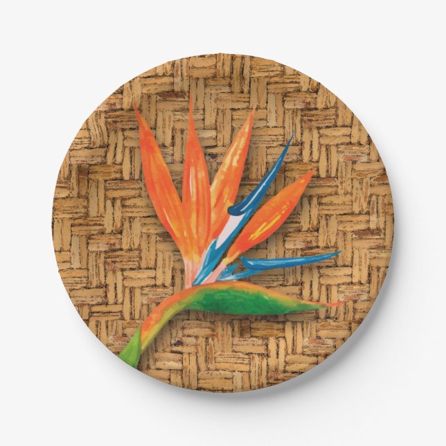 Bird of Paradise on Wicker Paper Plate (Front)