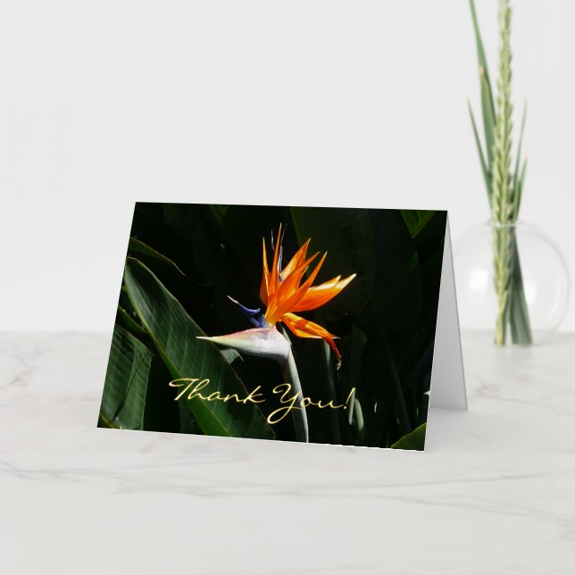 Bird of Paradise Orange Tropical Flower Foil Greeting Card (Front)