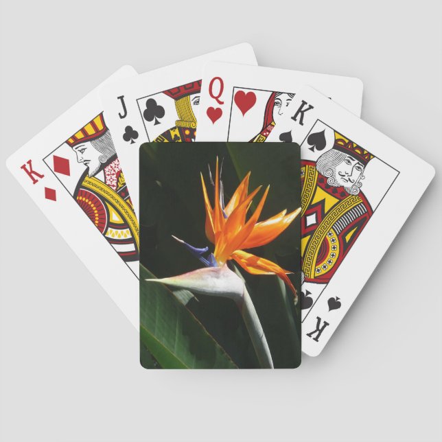 Bird of Paradise Orange Tropical Flower Playing Cards (Back)