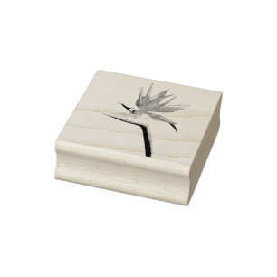 Bird of Paradise Orange Tropical Flower Rubber Stamp