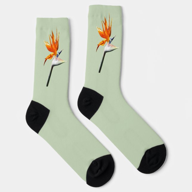 Bird of Paradise Orange Tropical Flower Socks (Right)