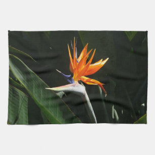 Bird of Paradise Orange Tropical Flower Tea Towel