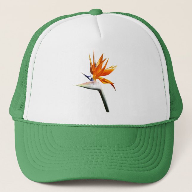 Bird of Paradise Orange Tropical Flower Trucker Hat (Front)