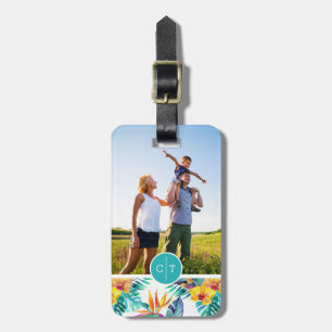 Bird Of Paradise & Orchid Add Your Photo & Name Luggage Tag